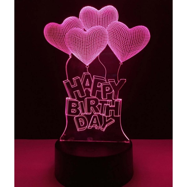 Lampe design 3D Happy Birthday