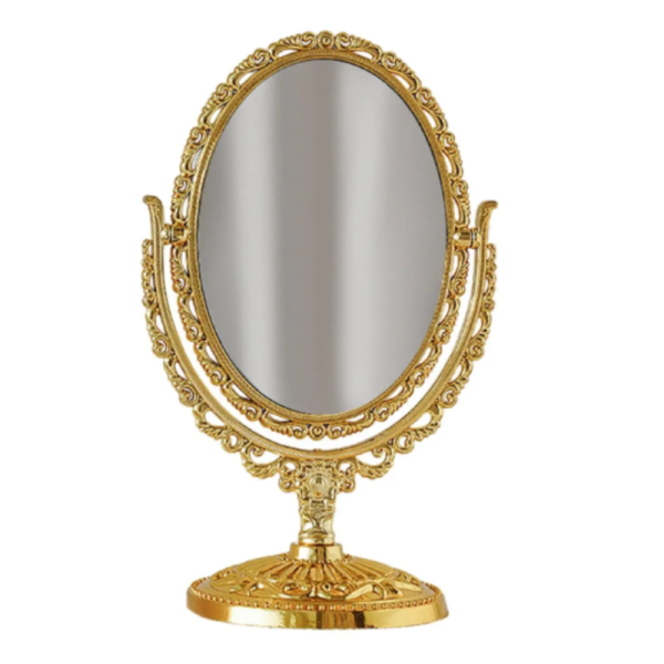 Petit Miroir de Maquillage Rétro Ovale Rotatif pour Chambre à Coucher pour Femme